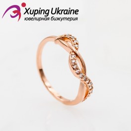Кольцо позолота "Переплетение, линия мелких камней" Кольцо позолота "Переплетение, линия мелких камней"