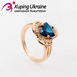 Кольцо лимонная позолота "Цветок, камень ромб" Кольцо лимонная позолота "Цветок, камень ромб"