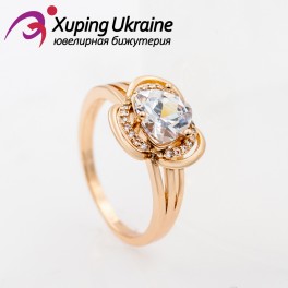 Кольцо лимонная позолота "Цветок, камень ромб" Кольцо лимонная позолота "Цветок, камень ромб"