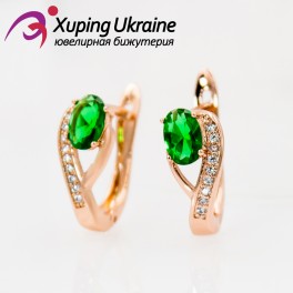 Серьги позолота Овальный камень на изгибе мелких Серьги позолота Овальный камень на изгибе мелких