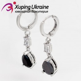 Серьги-колечки родиум "Капля" Серьги-колечки родиум "Капля"