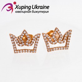 Серьги-гвоздики позолота "Корона" Серьги-гвоздики позолота "Корона"