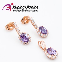 Комплект, лимонное золото (Серьги-гвоздики + кулон) Комплект, лимонное золото (Серьги-гвоздики + кулон)