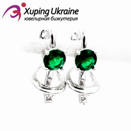 Серьги родиум Камень 0,6 см в 4х зеленый Серьги родиум Камень 0,6 см в 4х зеленый