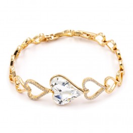 Браслет «Сердца» лим. позолота Swarovski Crystals (0,9/18,5см) Браслет «Сердца» лим. позолота Swarovski Crystals (0,9/18,5см)