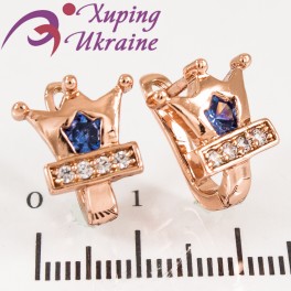 Серьги позолота Мет. корона с камнем внутри Серьги позолота Мет. корона с камнем внутри