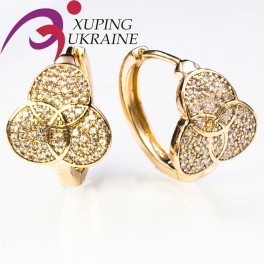 Серьги лимонная позолота "Круги с россыпью мелких камней" 2 см Серьги лимонная позолота "Круги с россыпью мелких камней" 2 см