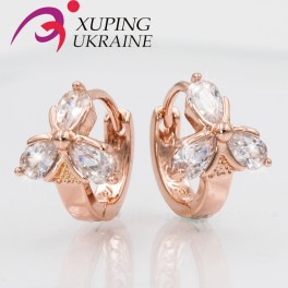 Серьги позолота Цветок из 3х овальных камушков Серьги позолота Цветок из 3х овальных камушков