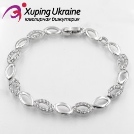Браслет родиум Узкие овалы через 1 - н с камнями Браслет родиум Узкие овалы через 1 - н с камнями