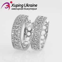Серьги-колечки родиум "Россыпь мелких камней" Серьги-колечки родиум "Россыпь мелких камней"