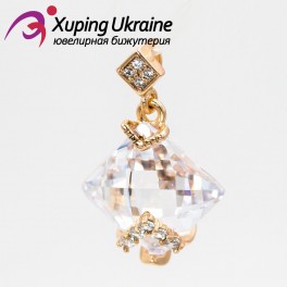 Подвеска лимонная позолота Ромб-камень в держателях Подвеска лимонная позолота Ромб-камень в держателях
