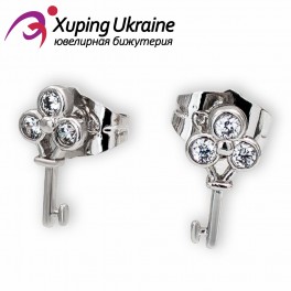 Серьги-гвоздики родиум "Ключик" Серьги-гвоздики родиум "Ключик"