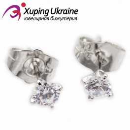Серьги-гвоздики родиум "Камень 0,4 " Серьги-гвоздики родиум "Камень 0,4 "