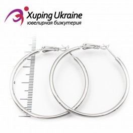 Серьги-кольца родированные 4 см, (гладкие) Серьги-кольца родированные 4 см, (гладкие)