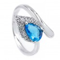 Кольцо — родиум, Капля-камень голубого цвета на листе мелких камней,на изгибе