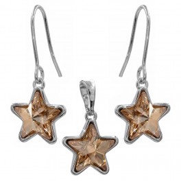 Набор родиум Swarovski "Звезды" (серьги+кулон) Набор родиум Swarovski "Звезды" (серьги+кулон)