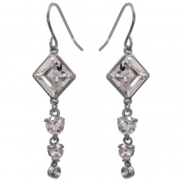 Серьги (крючки) с кристаллами Swarovski Ромбик + 3 камня родиум (Медицинская сталь) Серьги (крючки) с кристаллами Swarovski Ромбик + 3 камня родиум (Медицинская сталь)