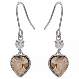 Серьги (крючки) с кристаллами Swarovski Серце-камень родиум (Медицинская сталь) Серьги (крючки) с кристаллами Swarovski Серце-камень родиум (Медицинская сталь)
