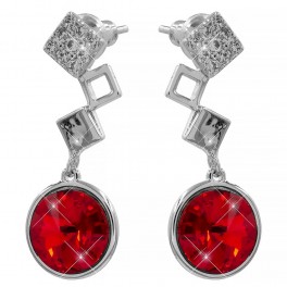 Серьги (гвоздики) Swarovski Кружочек на квадратиках Серьги (гвоздики) Swarovski Кружочек на квадратиках