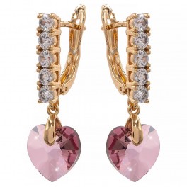Серьги (английская застежка) Swarovski Сердце на линии 4х камней Серьги (английская застежка) Swarovski Сердце на линии 4х камней