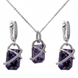 Набор родиум Swarovski "Загадка" (Медицинское золото) Набор родиум Swarovski "Загадка" (Медицинское золото)