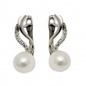 Серьги классические с жемчужиной, родий