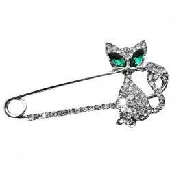 Брошь-булавка "Котик" родий