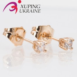 Серьги-гвоздики лимонная позолота "Квадр камень 0,3 " Серьги-гвоздики лимонная позолота "Квадр камень 0,3 "